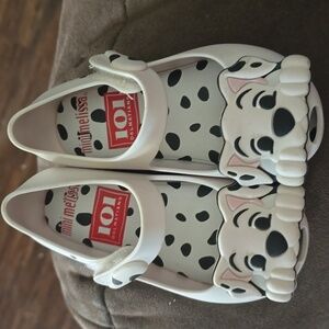 Girls Mini Melissa Ultragirl 101 Dalmatians Pink Size 10 Rubber Shoes Mary Janes